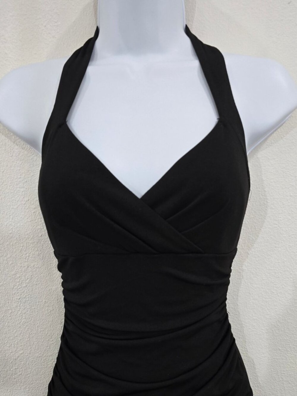 City Triangles ✦ Black Halter Handkerchief Dress ✦ Ruched Bodice Rhinestone M - Picture 6 of 14